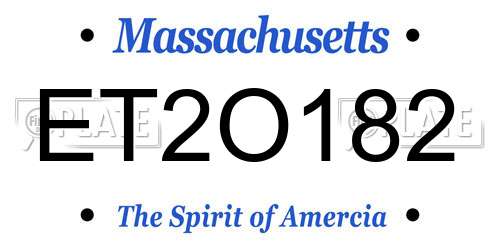 ET2O182 Massachusetts License Plate