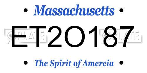 ET2O187 Massachusetts License Plate