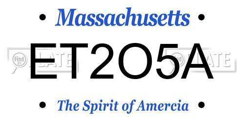 ET2O5A Massachusetts License Plate