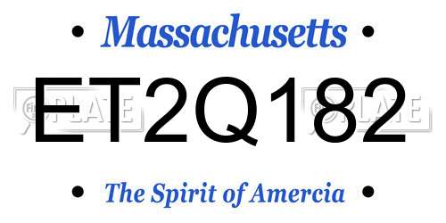 ET2Q182 Massachusetts License Plate