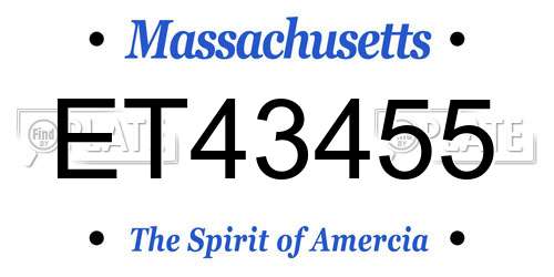 ET43455 Massachusetts License Plate