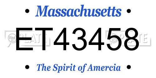 ET43458 Massachusetts License Plate