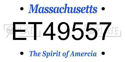 ET49557 Massachusetts License Plate