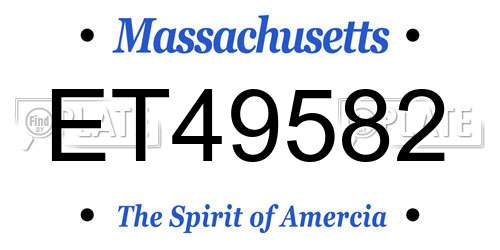 ET49582 Massachusetts License Plate