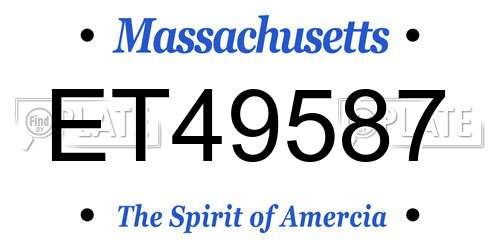 ET49587 Massachusetts License Plate