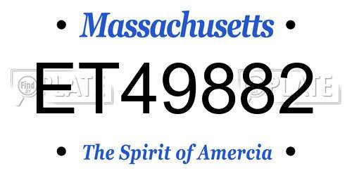 ET49882 Massachusetts License Plate