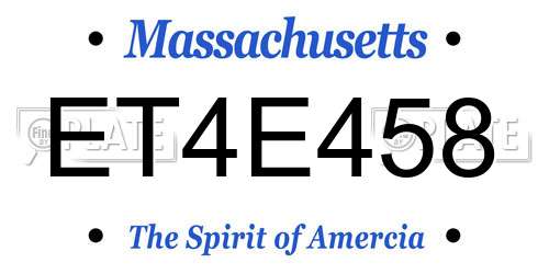 ET4E458 Massachusetts License Plate