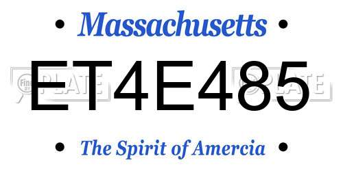 ET4E485 Massachusetts License Plate