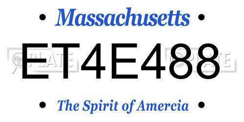 ET4E488 Massachusetts License Plate