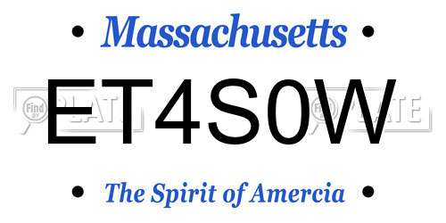 ET4S0W Massachusetts License Plate