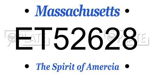 ET52628 Massachusetts License Plate