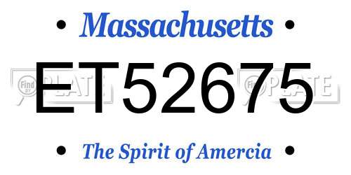 ET52675 Massachusetts License Plate