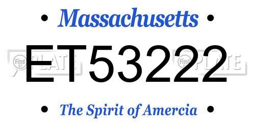 ET53222 Massachusetts License Plate
