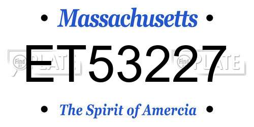 ET53227 Massachusetts License Plate