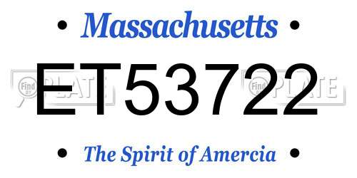 ET53722 Massachusetts License Plate