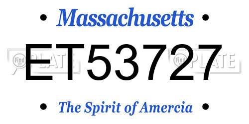 ET53727 Massachusetts License Plate