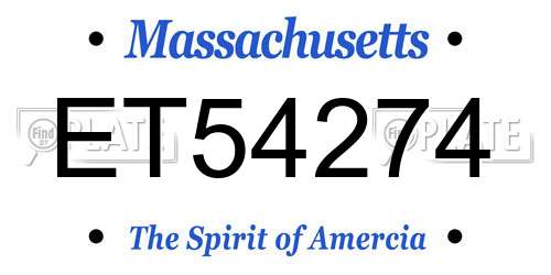 ET54274 Massachusetts License Plate