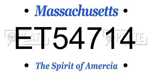 ET54714 Massachusetts License Plate
