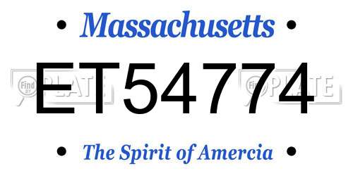 ET54774 Massachusetts License Plate