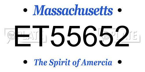 ET55652 Massachusetts License Plate