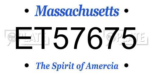 ET57675 Massachusetts License Plate