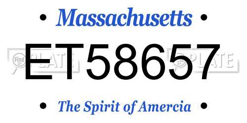 ET58657 Massachusetts License Plate