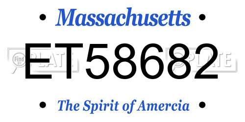 ET58682 Massachusetts License Plate