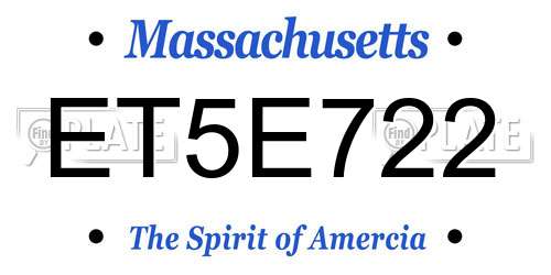 ET5E722 Massachusetts License Plate