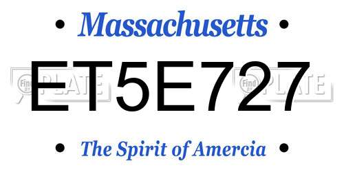 ET5E727 Massachusetts License Plate
