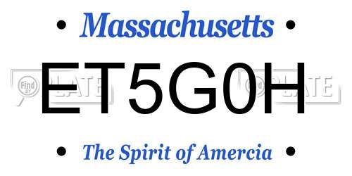 ET5G0H Massachusetts License Plate