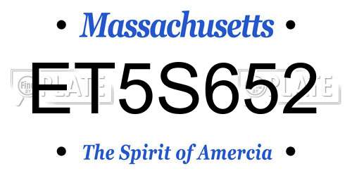 ET5S652 Massachusetts License Plate