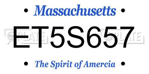 ET5S657 Massachusetts License Plate
