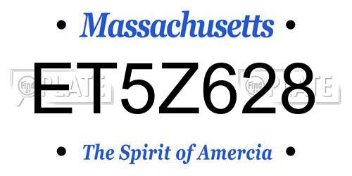 ET5Z628 Massachusetts License Plate