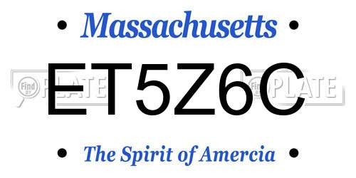 ET5Z6C Massachusetts License Plate