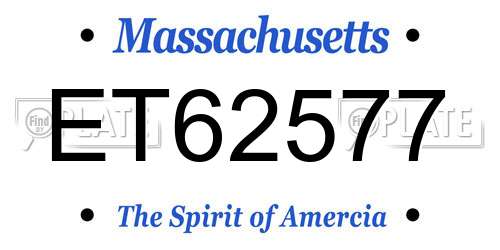 ET62577 Massachusetts License Plate