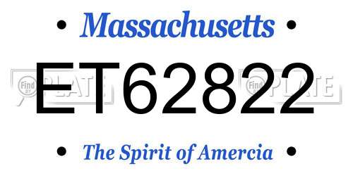 ET62822 Massachusetts License Plate