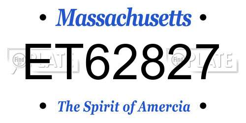ET62827 Massachusetts License Plate