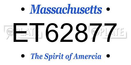 ET62877 Massachusetts License Plate
