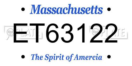 ET63122 Massachusetts License Plate