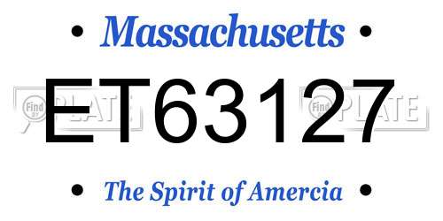 ET63127 Massachusetts License Plate