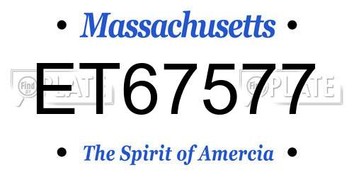 ET67577 Massachusetts License Plate