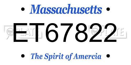ET67822 Massachusetts License Plate