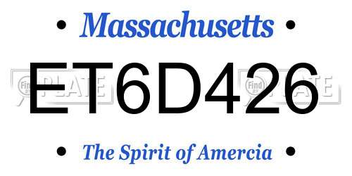 ET6D426 Massachusetts License Plate