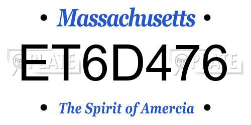 ET6D476 Massachusetts License Plate