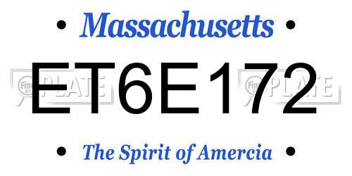 ET6E172 Massachusetts License Plate
