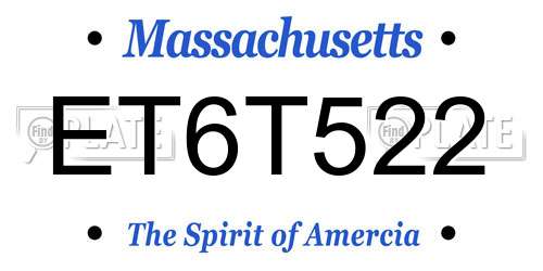 ET6T522 Massachusetts License Plate