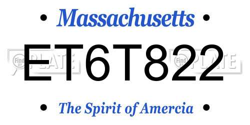 ET6T822 Massachusetts License Plate