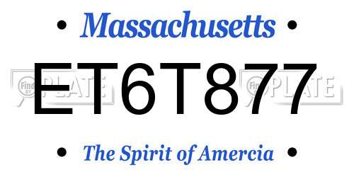 ET6T877 Massachusetts License Plate