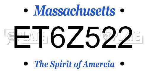 ET6Z522 Massachusetts License Plate