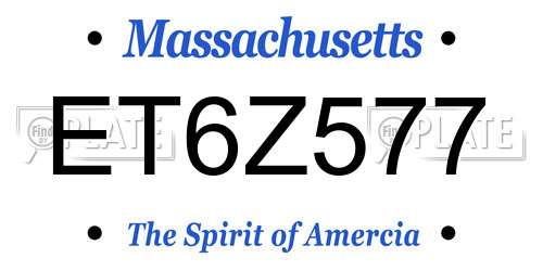 ET6Z577 Massachusetts License Plate